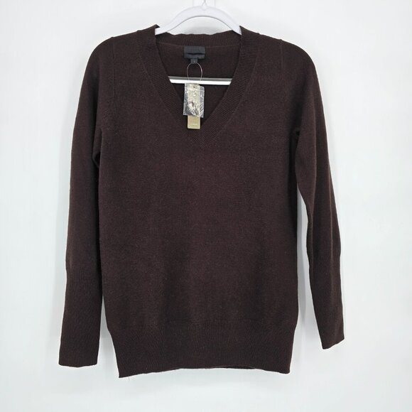 J Crew Women's V Neck Cashmere Sweater Size S Brown Preppy Lightweight - Picture 1 of 7